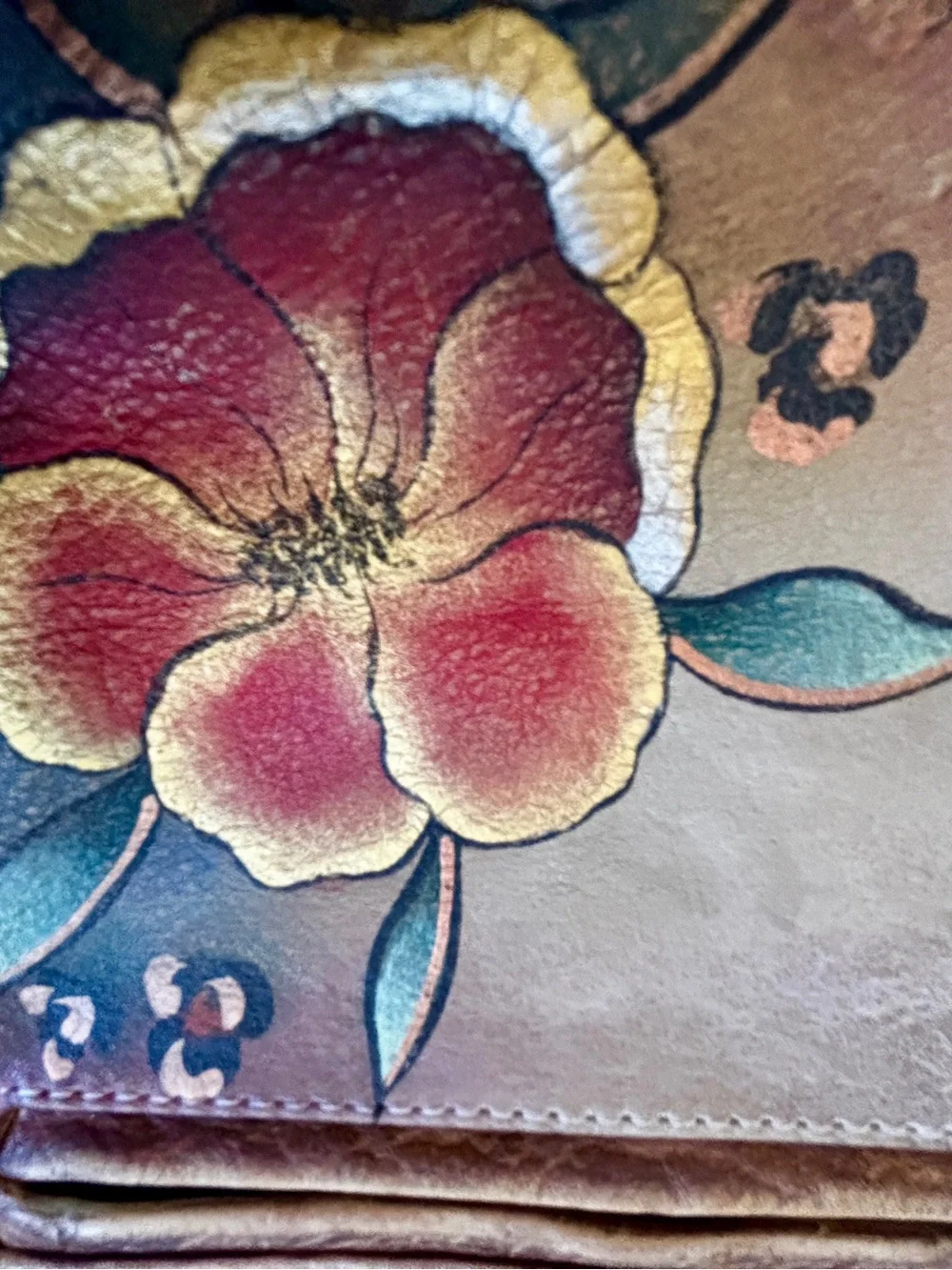 Anuschka Hand Painted Leather Hobo Bag Floral